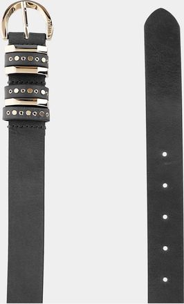 Pinko Womens Leather Belt With Studs Black