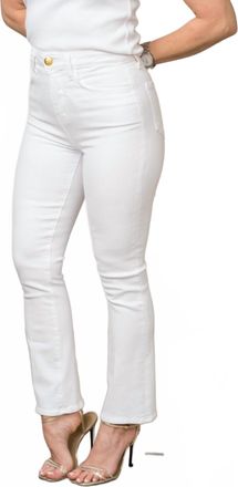 L'agence Mira Cropped Bootcut Jean In White/ Gold Button
