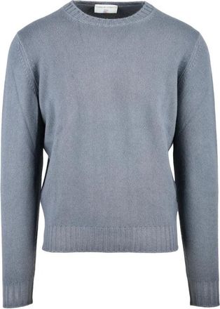 FILIPPO DE LAURENTIIS Grey Virgin Wool Cashmere Mens Crew Sweater