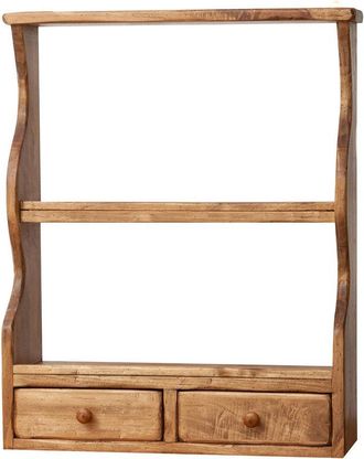 Biscottini International Biscottini - Solid mahogany wood made natural finish W53xDP20xH68 cm sized wall unit etagere shelf Made in Italy