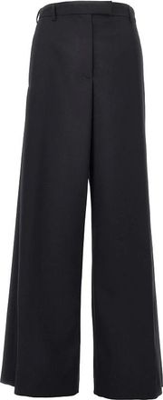 Dries Van Noten Wollen Gabardine Broek met Wijde Pijpen - Dames - Broeken - Zwart - Maat: M Wol