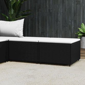 vidaXL Patio Footrests with Cushions 2 pcs Black Poly Rattan