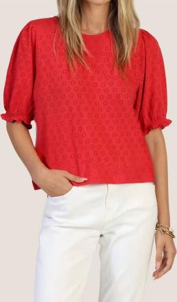 Dylan Wyatt Knit Embroidery Blouse In Red