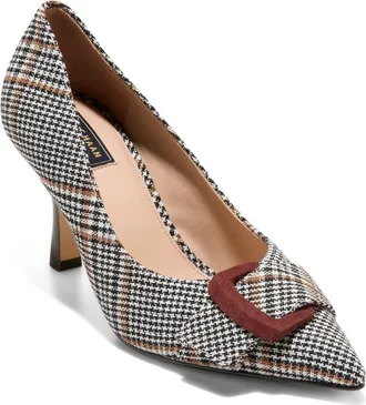 Cole Haan Fidela Pointed Toe Pump in Neutral Plaid Textile/hickory at Nordstrom, Size 6.5
