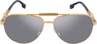 Versace Polarized Grey Mirror Silver Pilot Unisex Sunglasses VE2236 1002Z3 59
