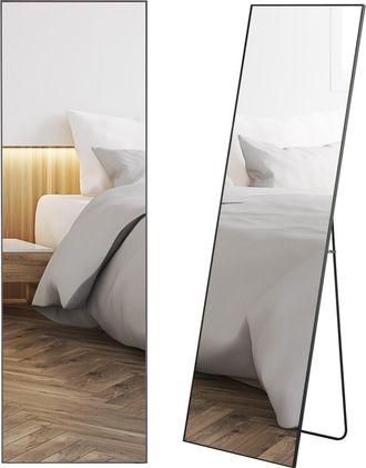 HOMCOM Homcom - Espejo De Pie Cuerpo Entero De Aleaci&oacute;n De Aluminio Espejo De Pared Con 2 Formas De Uso Rectangular Para Pasillo Dormitorio Sal&oacute;n 50x161,5x2 