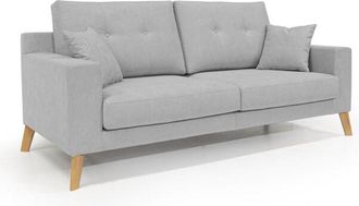 Divani.Store Danish Sofá moderno de tela suave e impermeable 146 cm Gris Claro