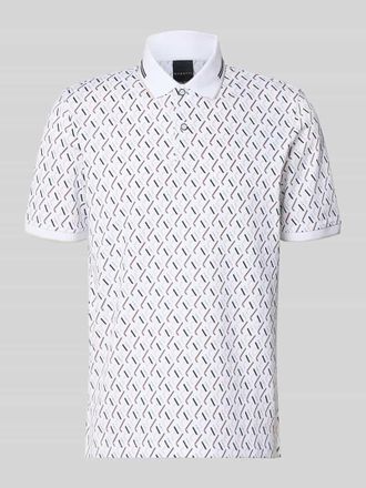 Bugatti Slim Fit Poloshirt im Allover-Look in Weiss, Gr&ouml;&szlig;e XXXL