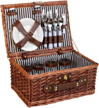 Wanderlust Deco Cesta de picnic marr&oacute;n 40x28x19