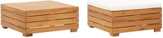 vidaXL Set De Mesa Y Reposapi&eacute;s De Jard&iacute;n Coj&iacute;n Madera Maciza Acacia Vidaxl