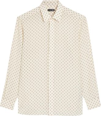Tom Ford Paisley-print Silk Shirt - White And Blue - 41 (C16 / L)