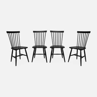 Sweeek Sweeek - Silla De Madera De Hevea, Set De 4, Romie, Negro, 49x44x90 Cm