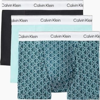 Calvin Klein Mens Calvin Klein 3 Pack Icon Cotton Stretch Relaxed Fit Trunk - Black Bijou Modern Emblem Stratifie - Size: 32/34/35