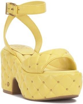 Vince Camuto Ellah Ankle Strap Platform Sandal in Lemoncello Ecoshe at Nordstrom Rack, Size 6.5