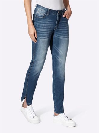 Heine Bequeme Jeans HEINE, Damen, Gr. 34, Normalgr&ouml;ssen, blau (blau, bleached), 95% Baumwolle, 3% Polyester, 2% Elasthan, unifarben, lang, Jeans Bequeme Jea