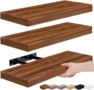 Sorbus Set Of 3 Rustic Rectangle Floating Shelves