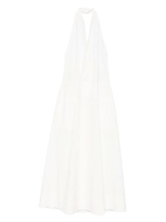 St.Agni halter midi dress - women - Cotton/Recycled Nylon/Spandex/Elastane - M - White