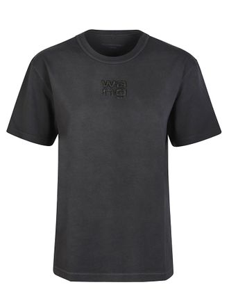 Alexander Wang Hotfix Logo Black Cotton Boxy T-Shirt