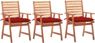 vidaXL Vidaxl - Sillas Comedor De Jard&iacute;n 3 Uds Madera Maciza Acacia Y Cojines
