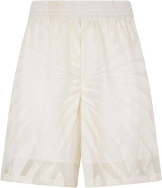 Roberto Cavalli Bermuda Shorts Met Ray Devor&eacute; Print - Heren - Korte Broeken - Wit - XL - Leer - Korte Broeken