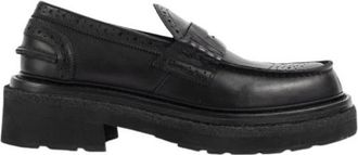 sacai Platform Brogue Penny Loafer - Dames - Loafers - Zwart - 36 EU - Leer - Schoenen