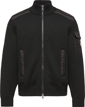 Moncler Moncler Padded Wool Zip-up Cardigan, Men, Black, Size: Xl