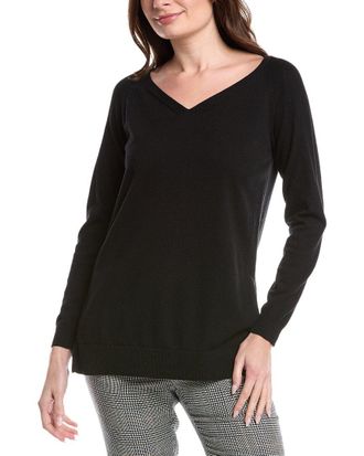 Lafayette 148 New York Plaited V-Neck Pullover