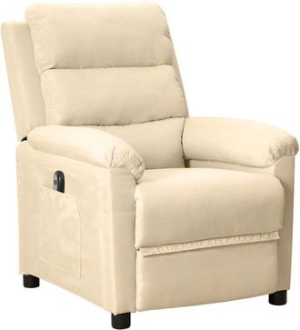 vidaXL Sill&oacute;n Reclinable El&eacute;ctrico De Tela Crema Vidaxl