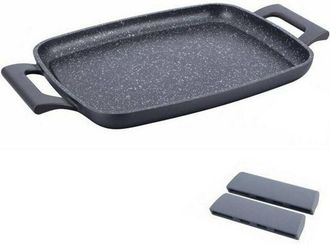 Trade Shop Trade Shop - Placa De La Parrilla De Piedra 47 Cm Inducci&oacute;n Antiadherente Cocina De La Carne Barbacoa Bbq