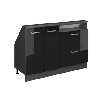 Vicco Armario De Cocina Para Techo Inclinado R-line, Negro/antracita De Alto Brillo, 120 Cm Lote De 2, Vicco