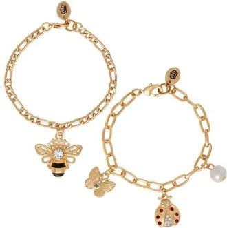 Juicy Couture Gold-Tone Charm Bracelet Duo, Ladybug & Bee in Gold Tone at Nordstrom, Size 7.5