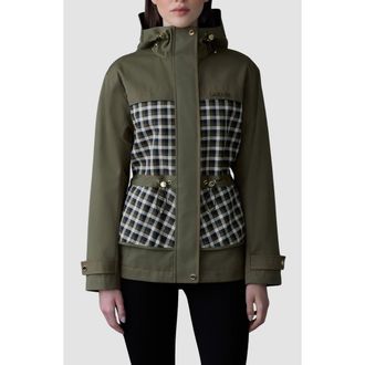 Mackage Kaori Hooded Water Resistant Recycled Polyester Blend Jacket in Light Military at Nordstrom, Size Medium