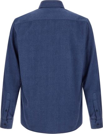Brunello Cucinelli Herringbone Cotton Shirt - Blue
