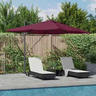 Berkfield Home Cantilever Roma Parasol with LEDs Bordeaux Red 352x251x265 cm Aluminium | Size: 352 x 251 x 265 cm