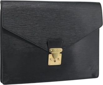 Louis Vuitton Pre-owned Briefcase - Dames - Vintage Clutch - Zwart - ONE Size - Leer - Vintage