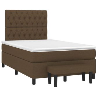 vidaXL Cama Box Spring Con Colch&oacute;n Tela Marr&oacute;n Oscuro 120x190 Cm Vidaxl