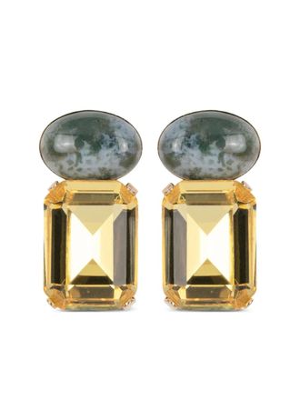 Jennifer Behr Elin earrings - women - Synthetic Crystal/Jasper/18kt Gold Plated Brass - One Size