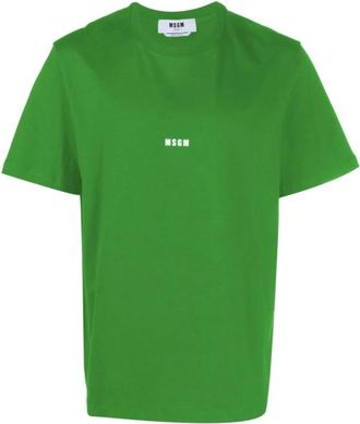 Msgm Groene Katoenen T-shirt voor Mannen - Heren - T-shirts - Groen - M - Katoen - Tops