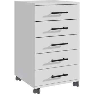 Relaxdays Relaxdays mobile pedestal, 5 drawers, HxWxD: 69 x 40 x 40 cm, filing cabinet on wheels, office drawer unit, white