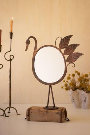Kalalou Iron Swan Table Top Mirror