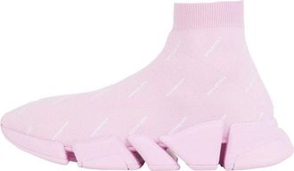 Balenciaga (WMNS) Balenciaga Speed 2.0 Sneakers Recycled Knit with Logo All Over Pink 617196W2DBO5601