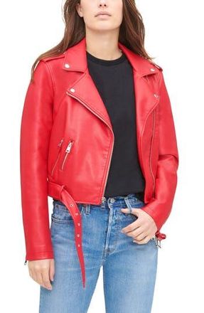Levi's Faux Leather Fashion Belted Moto Jacket in Red at Nordstrom Rack, Size Large