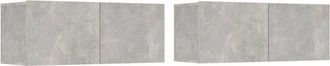 vidaXL Vidaxl - Muebles de tv 2 uds madera ingeniería gris hormigón 80x30x30 cm