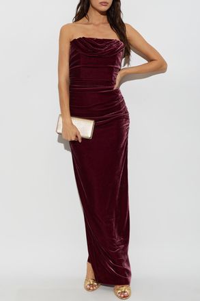 Rotate Velvet Dress, Womens, Burgundy