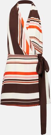 Sir. Abito corto Thistle in raso di seta a righe