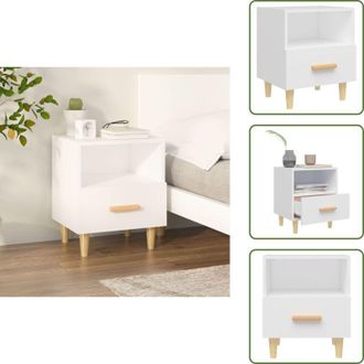 vidaXL The Living Store Comodino Bianco 40x35x47 cm - Comodino in legno