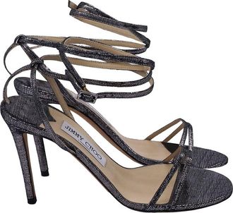 Jimmy Choo London Womens Leather Tizzy 100 Pixelated Strappy Slingback Sandal (Authentic Pre-Loved)