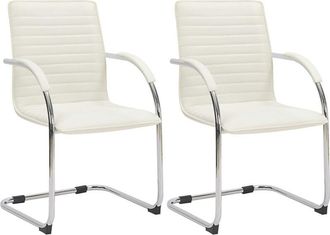 Clp Lote de 2 sillas de visita Tira imitación cuero Blanco
