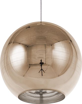 Beliani L&aacute;mpara Colgante Dorada De Cristal Redonda Forma De Globo 1 Luz Moderna Asaro