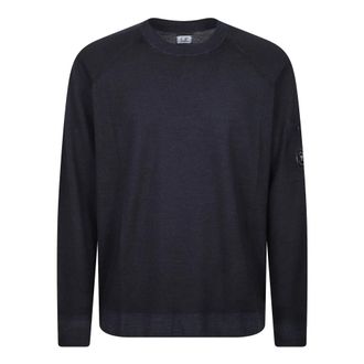 C.P. Company C.p. Company - Lens Crewneck Sweater - Heren - Truien - Blauw - Maat: L Wol